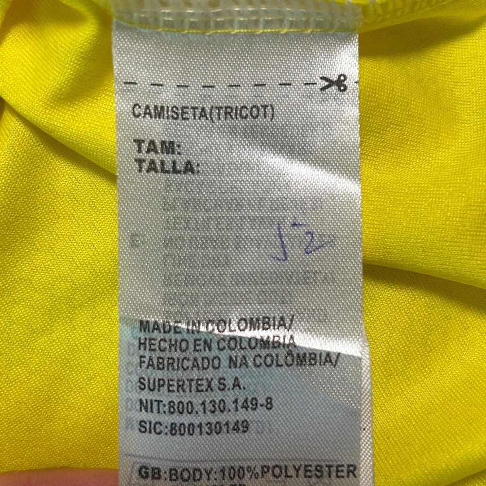 adidas Yellow Colombia Kids Soccer Jersey with Red and Blue Trim - Picture 8 of 16